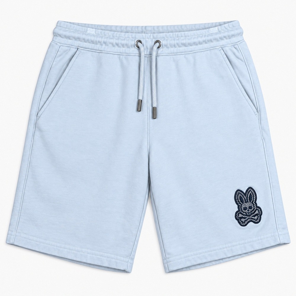 Psycho Bunny Boys Large 14-16 Marlo Herringbone Patch Sweatshorts Zen Blue